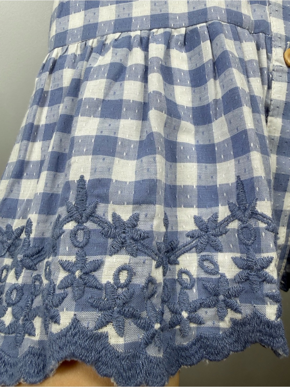 Shabby Chic Blue Gingham Ruffle Dress Girls Cotton Size 5 - Picture 6 of 6
